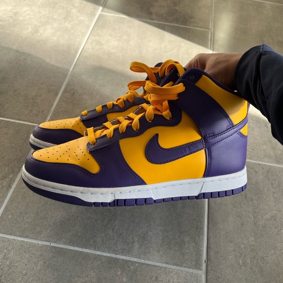 Nike Dunk High Retro Lakers Sneakers Men’s Size 8.5 Good Condition - Picture 8 of 9